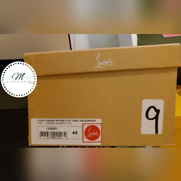 Authentic Christian Louboutin Louis Junior Spikes Flat Veau Velours/GG - Picture 7 of 12